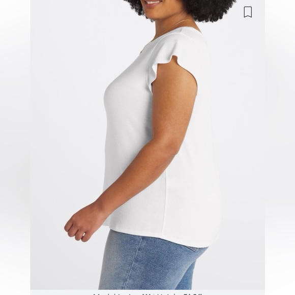 Flutter Sleeve White Knit Blouse by Market & Spruce - Picture 9 of 9